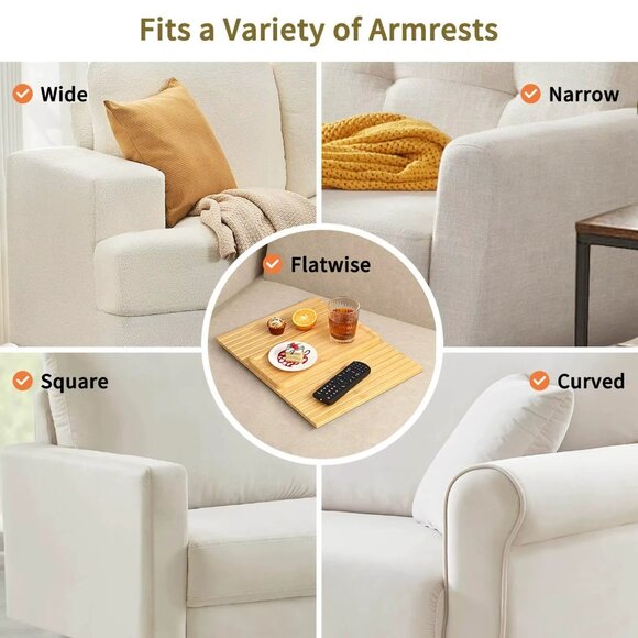 Bamboo Couch Cup Holder Arm Tray for Snack and Phone(1 Pack) - Picture 7 of 12